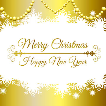 Vector Christmas card snowflakes on a light goold background.