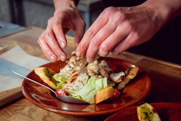 salad with meat and vegetables