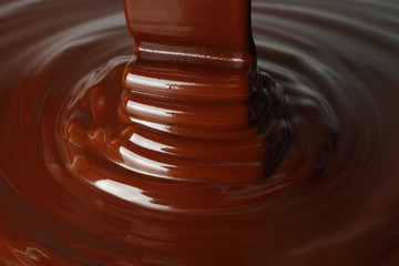 Dark chocolate flow close-up texture