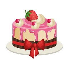 delicious sweet cake birthday vector illustration design