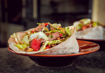 salad with meat and vegetables