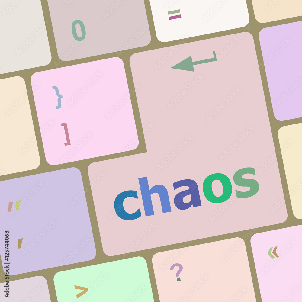 Poster chaos keys on computer keyboard, business concept
