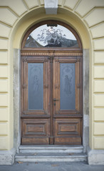 Fototapeta na wymiar Old doors, handles, locks, lattices and windows 