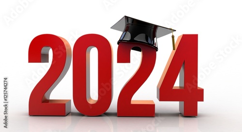 "2024 text with graduation hat" Stock photo and royalty-free images on