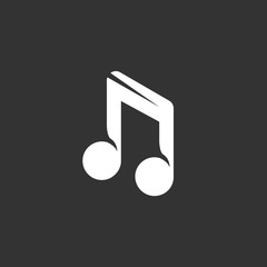 Music logo. Vector icon on black background