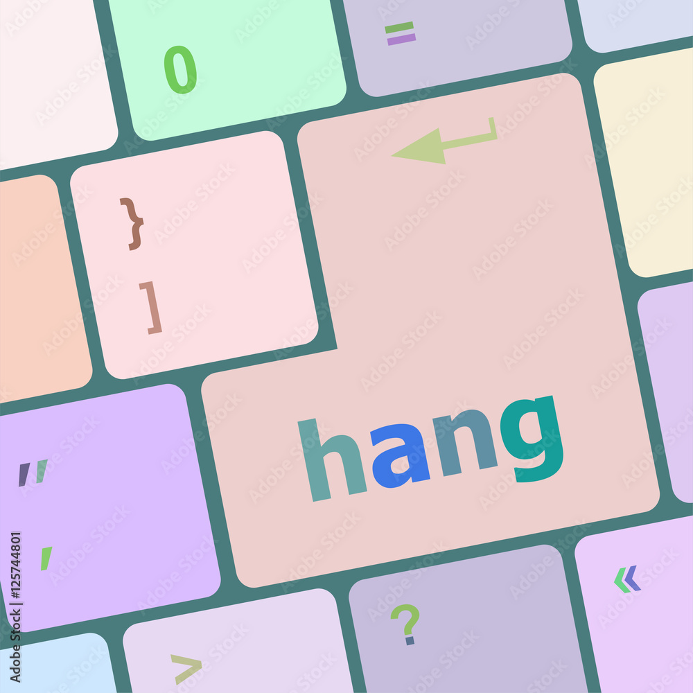 Aufkleber computer keyboard with words hang on enter button