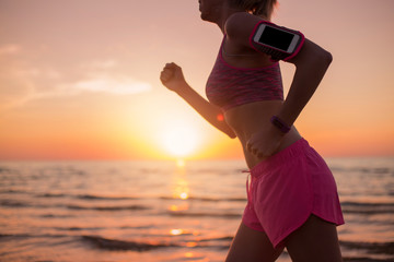 Woman running on the beach