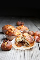 Homemade muffins with chestnuts