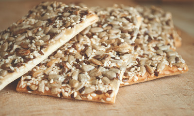 Cracker biscuits with sunflower seeds