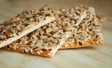 Cracker biscuits with sunflower seeds