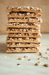 Cracker biscuits with sunflower seeds