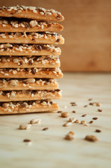 Cracker biscuits with sunflower seeds