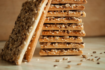 Cracker biscuits with sunflower seeds