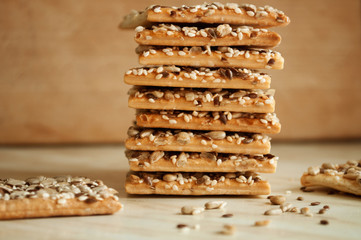 Cracker biscuits with sunflower seeds