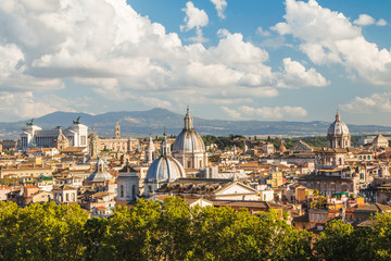 Fototapeta na wymiar Panoramic view of Rome from Castel Sant'Angelo, Italy. 