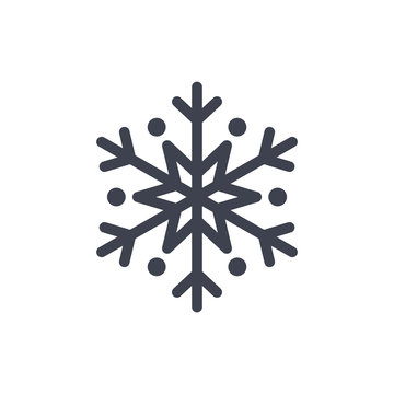Snowflake icon. Gray silhouette snow flake sign, isolated on white background. Flat design. Symbol of winter, frozen, Christmas, New Year holiday. Graphic element decoration. Vector illustration
