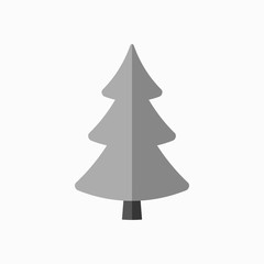 Christmas tree sign. Simple cartoon icon. Black template silhouette, isolated on white background. Flat design. Symbol of holiday, winter, Christmas, New Year celebration. Vector illustration