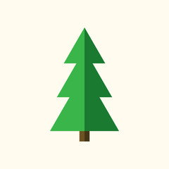 Obraz premium Christmas tree sign. Simple cartoon icon. Green template silhouette, isolated on white background. Flat design. Symbol of holiday, winter, Christmas, New Year celebration. Vector illustration