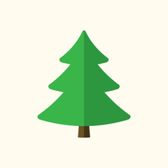 Christmas tree sign. Simple cartoon icon. Green template silhouette, isolated on white background. Flat design. Symbol of holiday, winter, Christmas, New Year celebration. Vector illustration