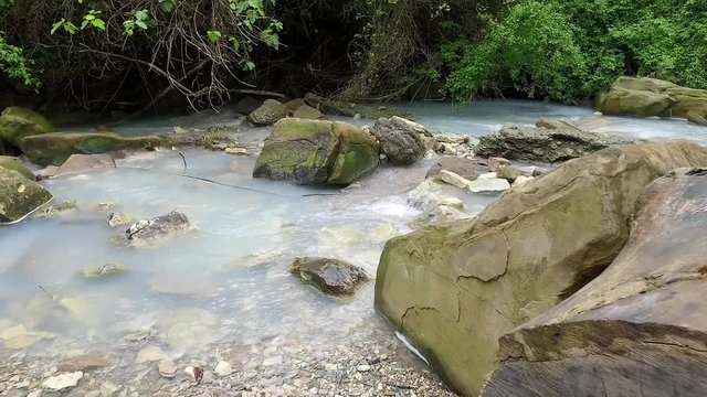 Coast of the Agura river on the territory of the Khosta district of Sochi in Krasnodar Krai of Russia