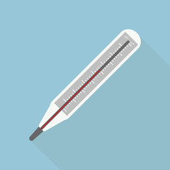 Medical thermometer or thermometer icon on flat style.