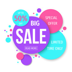 Big sale  banner on circle geometric background.