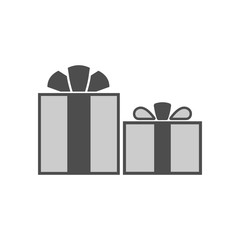 Christmas gifts ribbons icons set. Giftbox black signs decoration, isolated on white background. Flat design. Symbol of New Year celebration, presents, surprise, Xmas, holiday Vector illustration