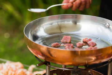 Detail of cooking meat