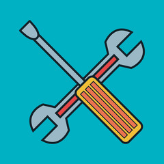 wrench and screwdriver repair service vector illustration design