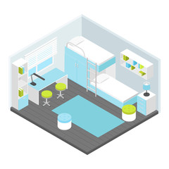 Isometric Children Room Composition