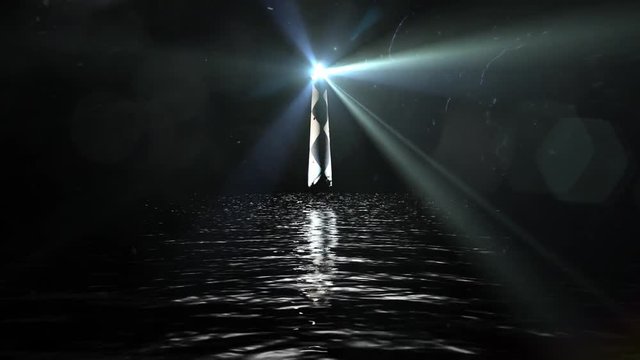Lighthouse Lookout with a Big Spotlight in the Sea