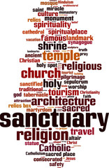 Sanctuary word cloud concept. Vector illustration