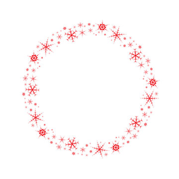 Red Snowflake Circular Frame