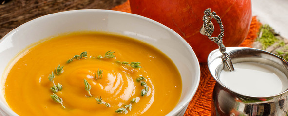 Pumpkin soup. Vintage style.