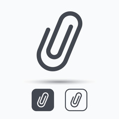 Obraz premium Attachment icon. Paper clip symbol. Square buttons with flat web icon on white background. Vector