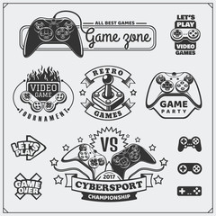 Video game club emblems, labels, icons, badges and design elements. © malashkos