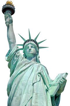 Statue of Liberty in New York City on white