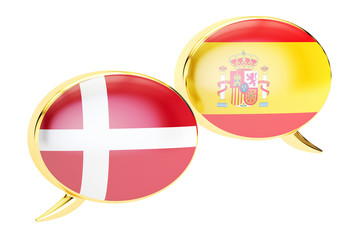 Obraz premium Speech bubbles, Spanish-Danish translation concept. 3D rendering