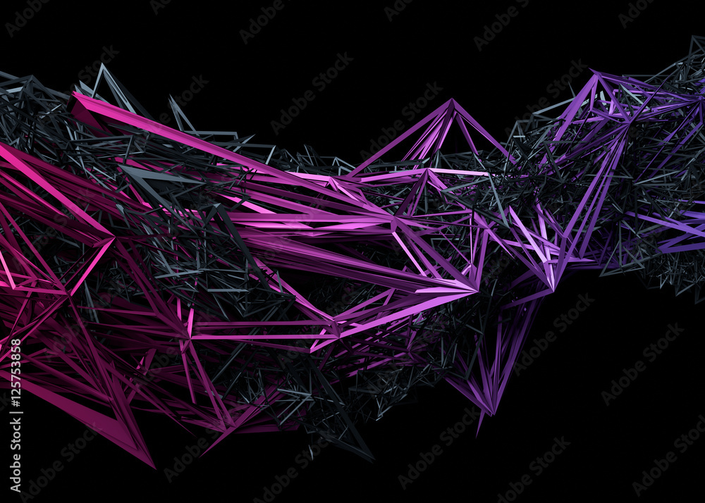 Poster abstract 3d rendering of chaotic surface. contemporary background with futuristic polygonal shape. d