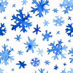 Fototapeta premium Watercolor snowflakes pattern