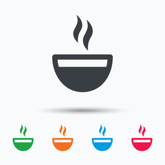 Coffee cup icon. Hot tea drink symbol. Colored flat web icon on white background. Vector