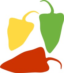 silhouettes of multi-colored peppers