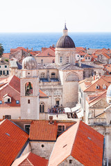 Fototapeta na wymiar Beautiful view of the walled city, Dubrovnik Croatia. The mysterious atmosphere and processing.