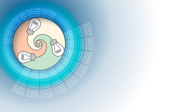 Vector abstract background with circular binary code and idea ic