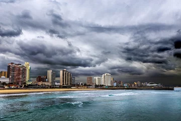 Fotobehang Republic of South Africa. Durban, KwaZulu-Natal. The Golden Mile - Durban's Beachfront Promenade and coastline © WitR