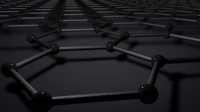 Graphene molecule grid. Carbon atoms forming molecular structure of graphene.