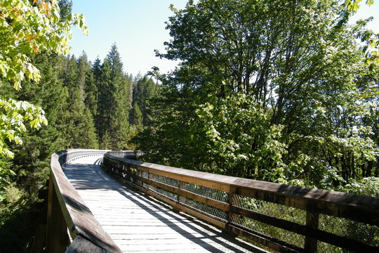 Old Wooden Train Bridge Converted Into Hiking Walking Biking Cycling Path