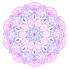 Abstract circular pattern with crystals in pink and purple tones