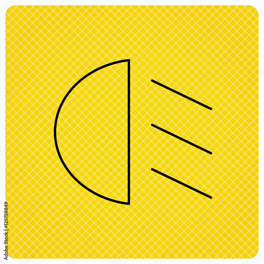 Poster passing light icon. dipped beam sign. linear icon on orange background. vector