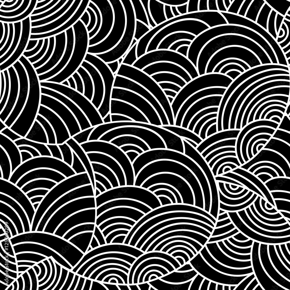 Poster seamless vector pattern. ornamental linear background with circles. decorative hand drawn repeating 